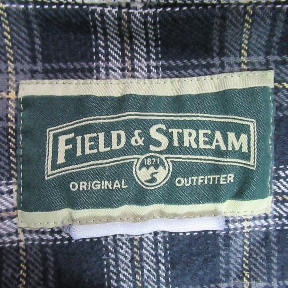 Field & Stream Shirt Mens XL Blue Plaid Heavyweight Flannel Cabincore Outdoor - Picture 2 of 6